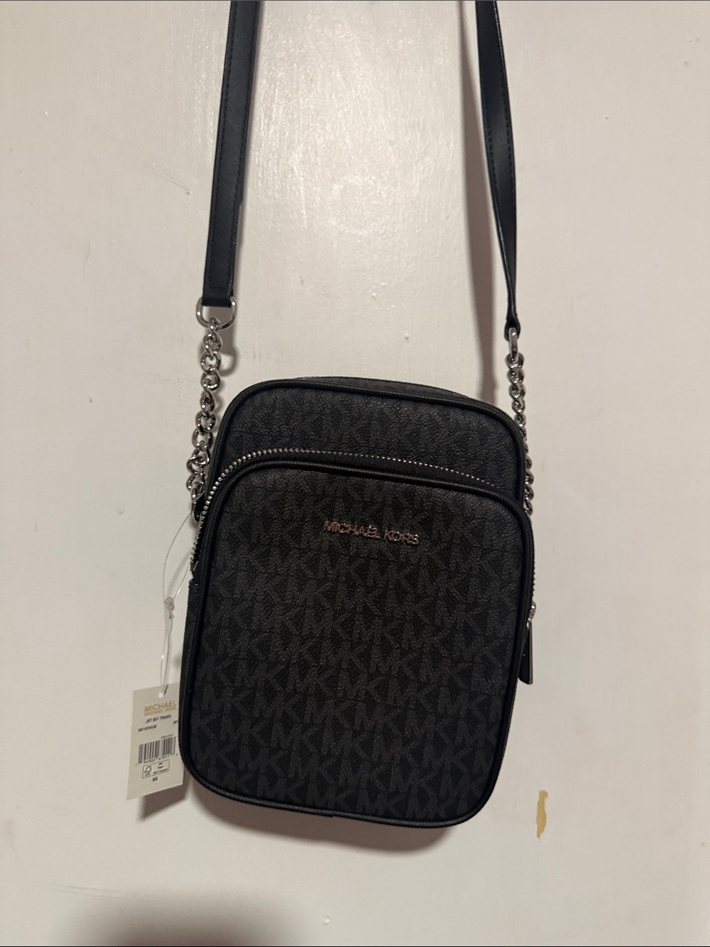 Michael Kors Black MK Logo Crossbody Pouch with Chain Strap